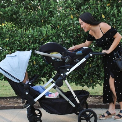 Black Leather All-Terrain Single Bassinet Stroller