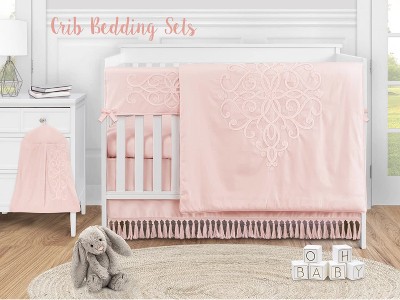 Pink Cotton Bohemian Shower Curtain with Tassel Fringe