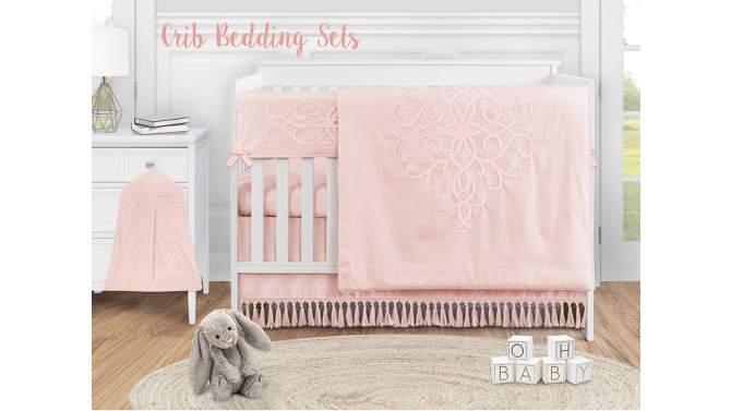 Sweet Jojo Designs Girl Baby Crib Bed Skirt Bohemian Collection Solid Blush Pink, 2 of 5, play video