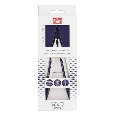 Prym 12mm Ergonomic Circular Knitting Needles: Plastic, 8.6" Length, White, Knitting Supplies
