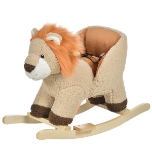 RUVALINO Baby Bouncers and Rockers, Baby Rocking Horse, Kids Riding Horse Rocking Chair, Plush Stuffed Rocking Animals, Brown, 26.75"*13.75"*19.75" - 1 of 4