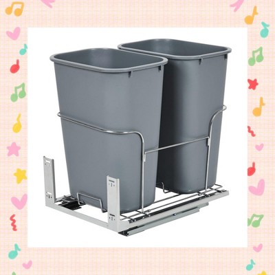 Garvee 1×30 QT Garbage Waste Recycling Bin - Pull-Out Trash Can with Full Extension Slides, Space-Saving Design