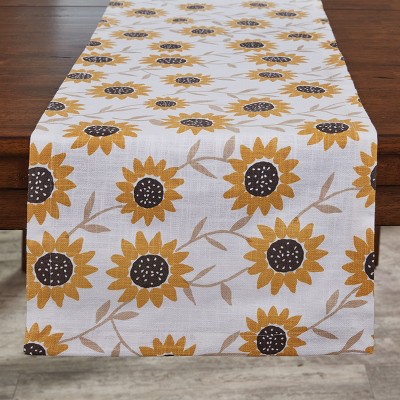 Split P Sunflower Print Table Runner - 54''L - Yellow