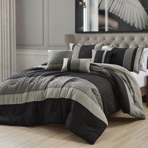 Evo Bytes 6 Piece Brushed Microfiber Plain Weave Comforter Bedding Set Lightweight Quilt for Bedroom, Hotel, Dorm-Queen - 1 of 4