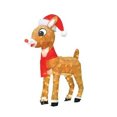 Rudolph 24 Inch Rudolph In Santa Hat And Scarf Outdoor 3D Led Yard Décor