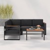 Vynxaria Patio Coffee Tables - Black Finish Coffee Table with Sofa Set - 2 of 4