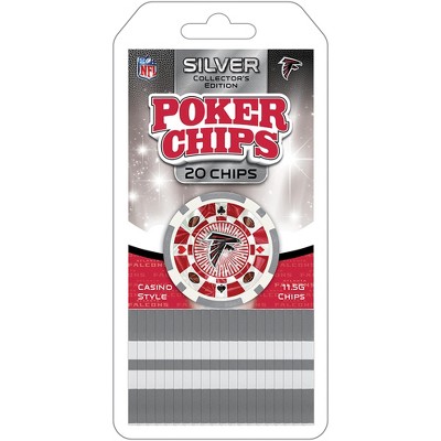 MasterPieces Casino Style 20 Piece 11.5 Gram Poker Chip Set NFL Atlanta Falcons Silver Edition
