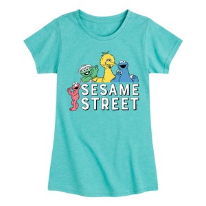 Girls' - Sesame Street - Group Fitted Short Sleeve Graphic T-Shirt - 1 of 4
