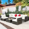 Costway 7PCS Patio Rattan Furniture Set Sectional Sofa Garden White Cushion - 2 of 4