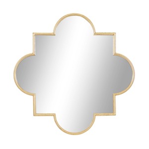 Wood Quatrefoil Wall Mirror Gold - CosmoLiving by Cosmopolitan: Contemporary Round MDF Frame, No Assembly Required - 1 of 4