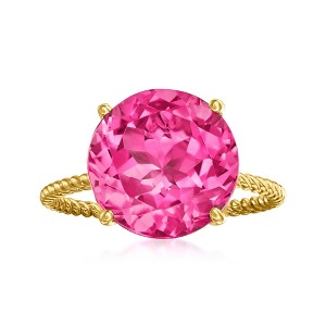 Ross-Simons 8.25 Carat Pink Topaz Twist Rope Ring in 14kt Yellow Gold - 1 of 4