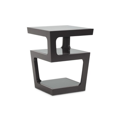 Clara Modern End Table With 3 Tieglass Shelves Black Baxton