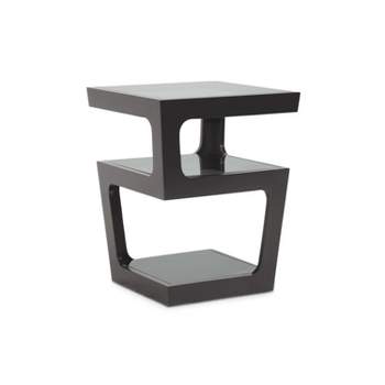Clara Modern End Table with 3 Tieglass Shelves Black - Baxton Studio