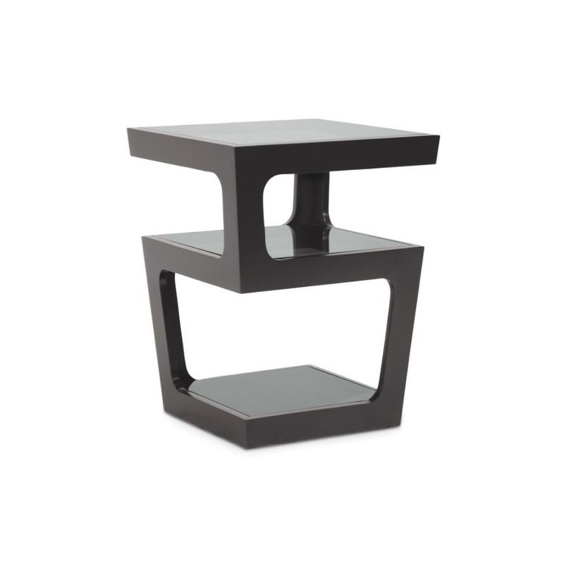 Clara Modern End Table with 3 Tieglass Shelves Black - Baxton Studio, 1 of 6