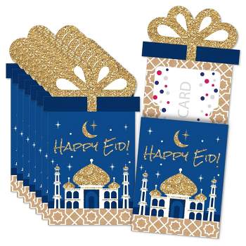Big Dot of Happiness Eid Mubarak Money and Gift Card Sleeves - Ramadan Party - Happy Eid Nifty Gifty Card Holders - Set of 8