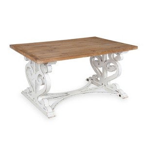 Kate and Laurel Wyldwood Rectangle Wood Coffee Table, 38x23x18, Rustic Brown and White - 1 of 4