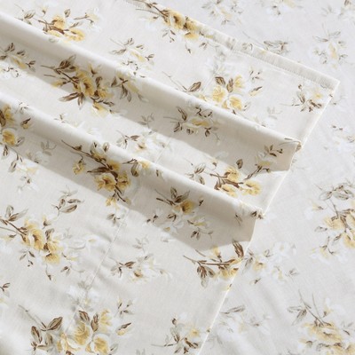 Queen Blue Floral Cotton Sateen Sheet Set