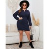 Women Plus Size V-neck Long Sleeve Knit Stretchable Elasticity Slim Sweater Bodycon Midi Pullover Sweater Dress - 4 of 4