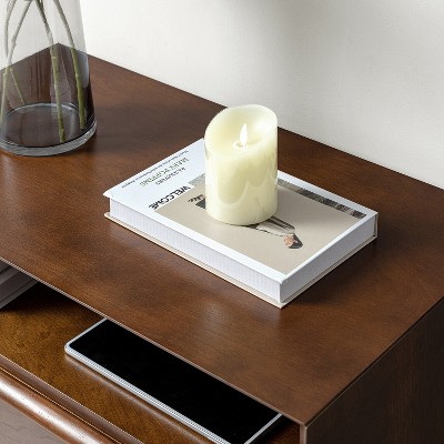 Walnut Mid-Century Modern 2-Drawer Nightstand with Open Shelf