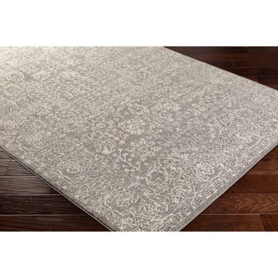 Gray Floral Synthetic Rectangular Area Rug