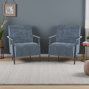 26.38" Polyester Modern Lounge Chairs Set of 2 with Metal Frame - 1 of 4