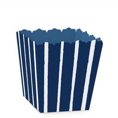 Big Dot of Happiness Navy Stripes - Party Mini Favor Boxes - Simple Party Treat Candy Boxes - Set of 12