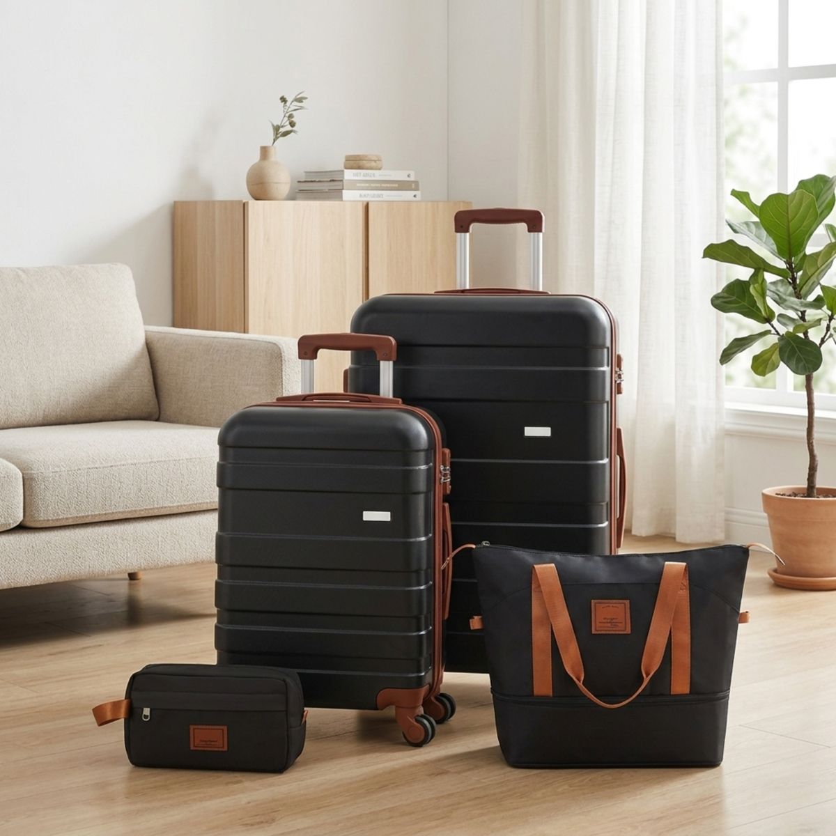 Polibi Luggage Set 4 Piece, 20 Inch Carry-On and 28 Inch Checked Suitcase, a Travel Duffle Bag, Wet-Dry Toiletry Bag - thumbnail 2