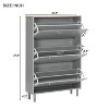 TIRAMISUBEST Dark Oak Sleek Shoe Rack-Narrow Cabinet with Barn Door Design, 2 Flip Drawers & Open Storage for Entryway - 4 of 4