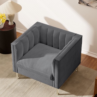 32 in. Wide Mid-Century Channel Tufted Velvet Accent Sofa Chair - Morden Fort
