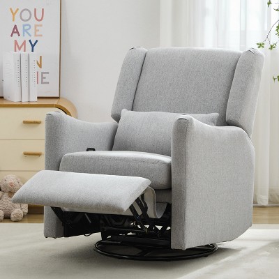 Image of 29"W Wingback Swivel Chair Rocker Recliner Chair Gliding Recliner Rocking Nursery Chair Accent Chair, Gray-ModernLuxe