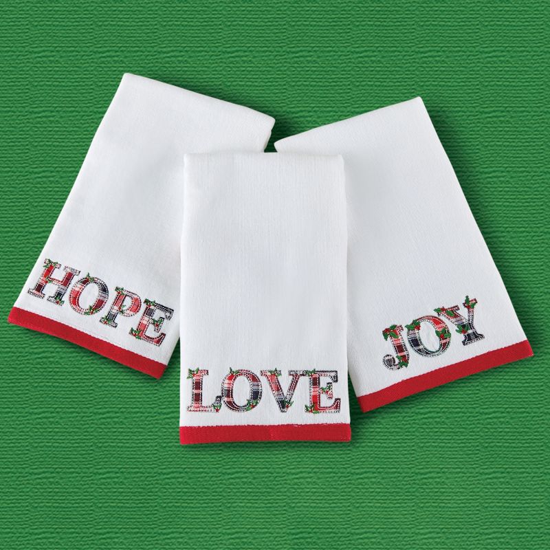 Collections Etc Set of 3 Holiday "Hope", "Joy", and "Love" Fingertip Towels, 2 of 3
