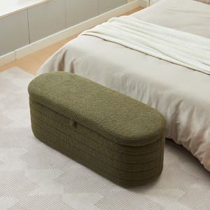 NicBex Modern 45" Storage Bench Boucle Accent Stool with Cushioned Top for Entryway and Living Room - 1 of 4