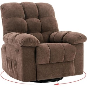 Nasitip Oversized Rocker Recliner for Adults, 300LB Capacity, 90-150° Manual Glider, Soft Fabric Brown Living Room Chair - 1 of 4