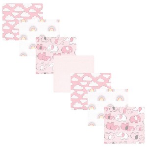Hudson Baby Infant Girl Cotton Flannel Receiving Blankets Bundle, Girl New Elephant, One Size - 1 of 4