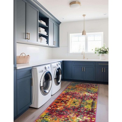 Colorful Abstract Synthetic Indoor Runner Rug