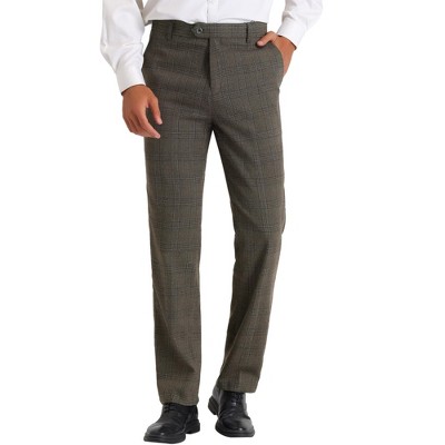 Lars Amadeus Men's Slim Fit Tartan Checked Dress Pants