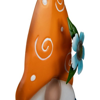 22" Orange and Blue Gnome Spring Garden Stake