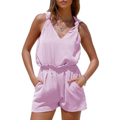 EXLURA Womens Summer 2 Piece Sets Sleeveless V Neck Knotted Tank Tops Shorts Matching Sets Vacation Cruise Beach Outfits 2025