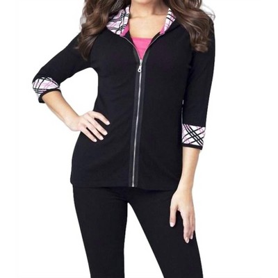 Women's Plaid Accent Hooded Zip - ANGEL