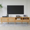 The ORRD modern farmhouse-style media console with solid wood feet, perfect for living rooms and home theaters, combines functionality with elegance. - 2 of 4