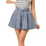 Allegra K Women's Vintage Jean Summer High Waist with Belt A-Line Mini Denim Skirt