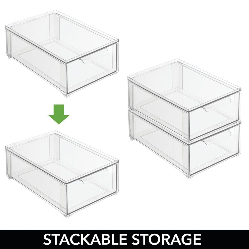 mDesign Plastic Stacking Closet Storage Organizer Bin with Drawer, 5 of 10