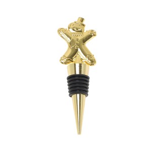 Unique Bargains Gingerbread Man Bottle Stopper Zinc Alloy TPR Gold Tone Black 1 Pc - 1 of 3