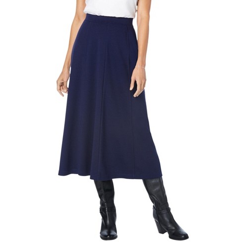 Woman Within Women s Plus Size Ponte Knit A Line Skirt 26 28 Navy