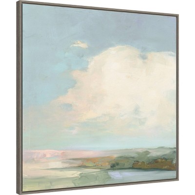 32" x 32" Blue and Green Landscape Canvas Print with Polystyrene Frame
