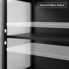 Transparent storage cabinet, glass door, adjustable shelf, simple and stylish, suitable for living room, dining room, hallway - 4 of 4