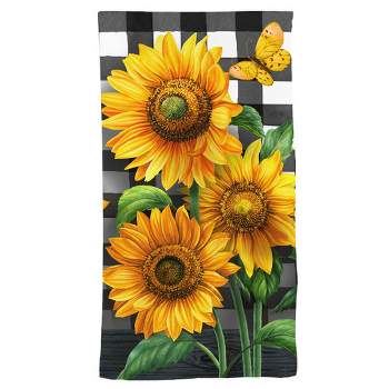 Checkered Sunflowers Fall Hand Towel 26" x 18" Briarwood Lane