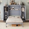 Full Size Murphy Wall Bed with Built-In Wardrobes, Space-Saving Foldable Wooden Platform Bedframe for Guest Room or Bedroom-The Pop Home - 2 of 4