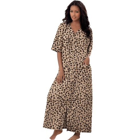 Dreams & Co. Women's Plus Size Long French Terry Zip-front Robe : Target