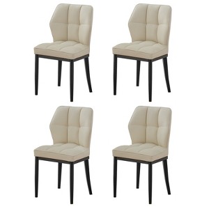 Bekrvio Mid Century Modern Dining Chairs, Upholstered Leather Armless Chairs with Checkered Pattern Back, for Kitchen & Dining Room - 1 of 4